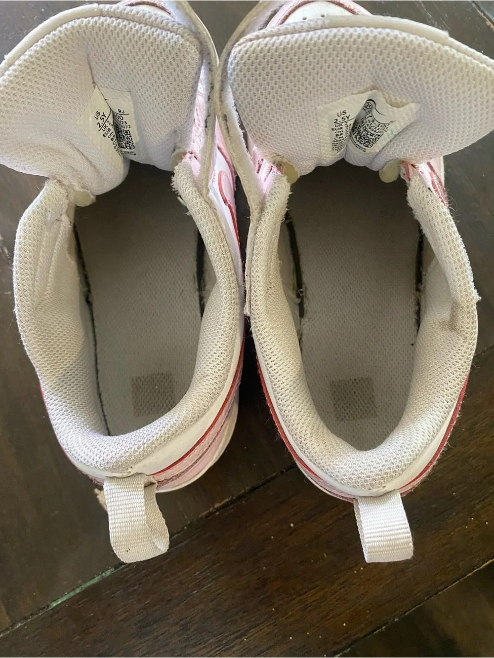 Nike Kids White and Light Pink High-Top Sneakers with Velcro Strap